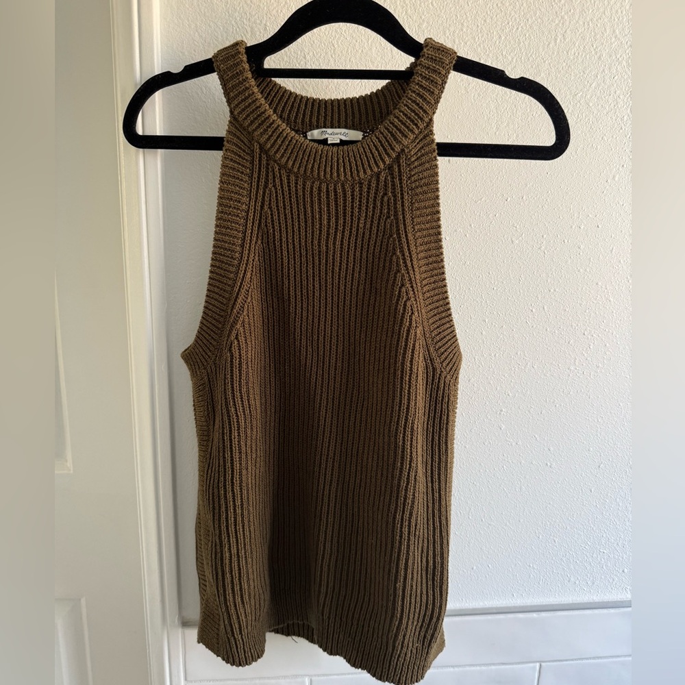 Madewell Olive Green/Brown Sleeveless Knit Top size Small